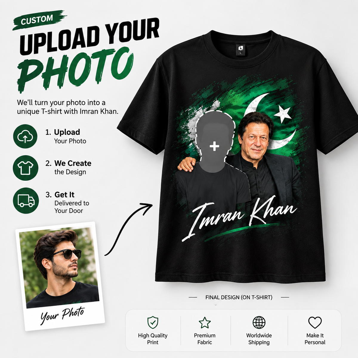 Imran Khan Custom Photo T-Shirt | Personalized Pakistan Design