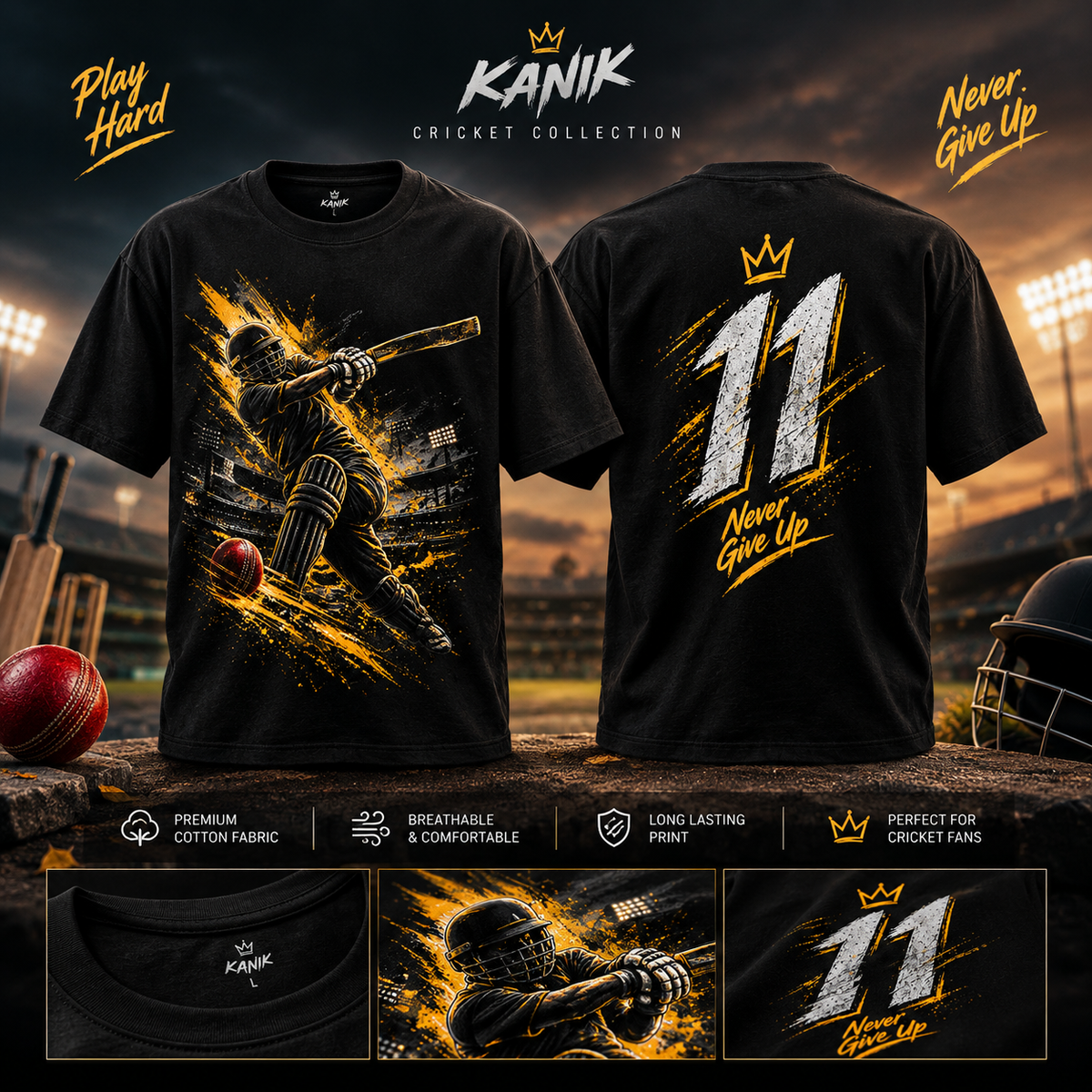 KANIK Cricket Graphic T-Shirt – Premium Sports Design