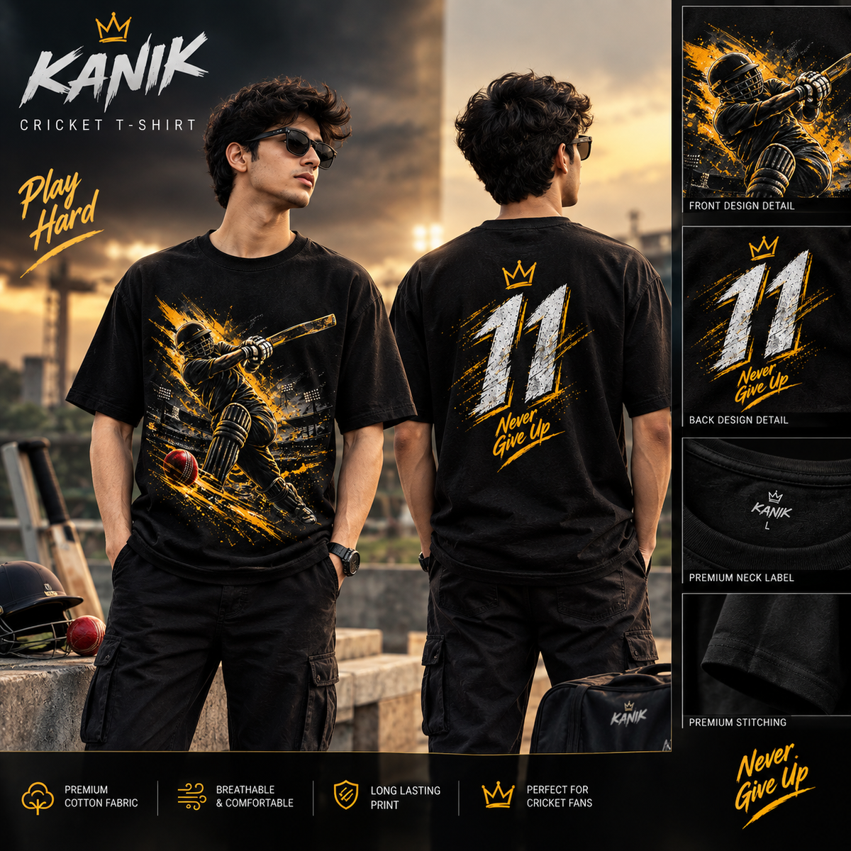 KANIK Cricket Graphic T-Shirt – Premium Sports Design