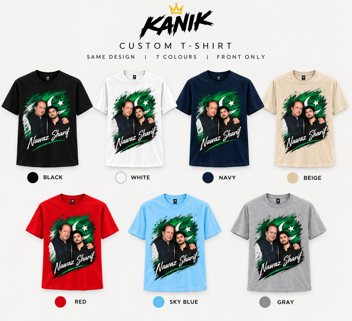 Nawaz Sharif Custom Photo T-Shirt | Personalized Pakistan Design