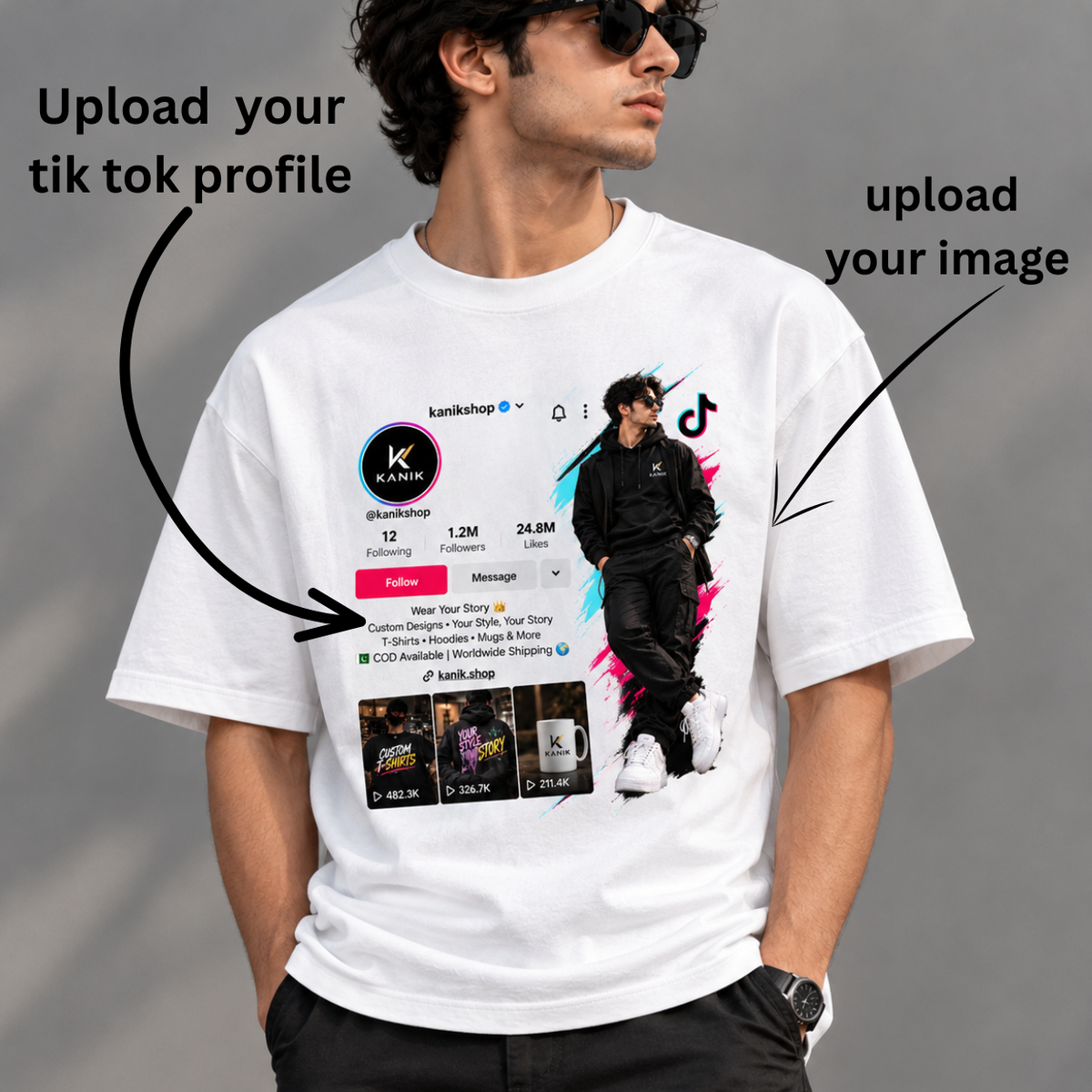 Custom TikTok Profile & Photo T-Shirt – Personalized Streetwear Tee